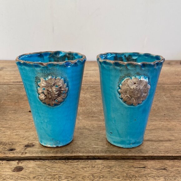 Vietri Rustic Garden Small Planter Cups - Set of 2 - Picture 2 of 11